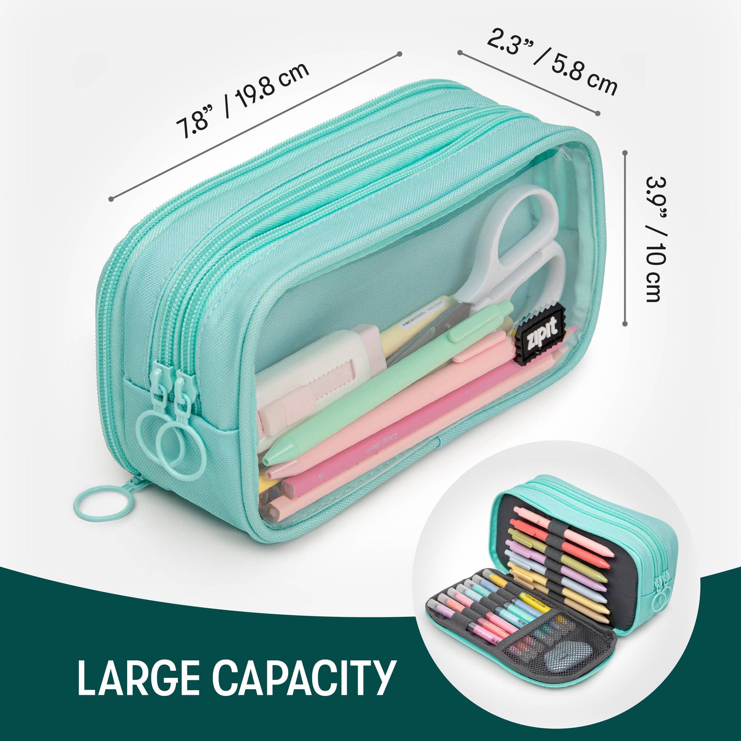 ZIPIT Half & Half Pencil Case, Aesthetic Pouch | Back to School