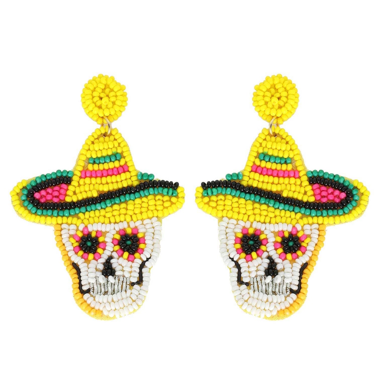 Cinco de Mayo Sugar Skull Beaded Earrings