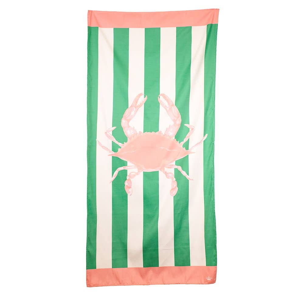 San Blas Crab Beach Towel Emerald/Pink 34x70
