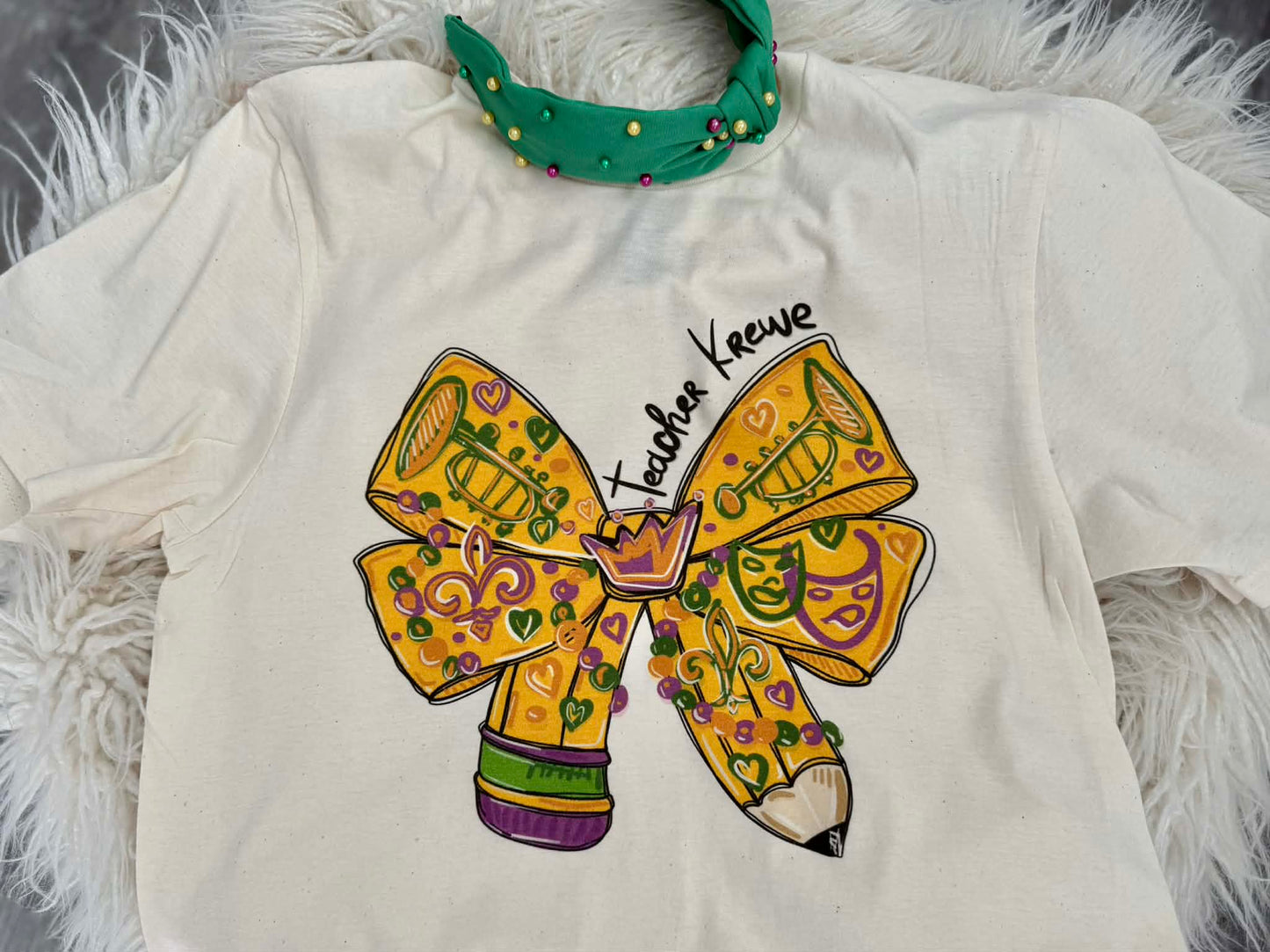 Teacher Krewe Doodle- Mardi gras bow