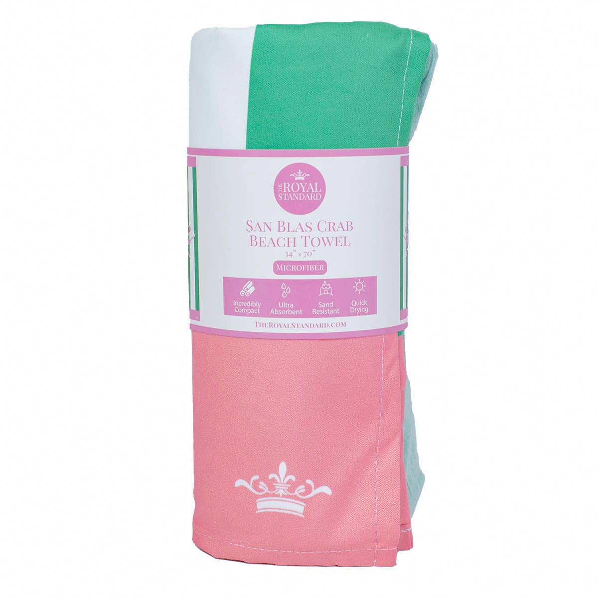 San Blas Crab Beach Towel Emerald/Pink 34x70