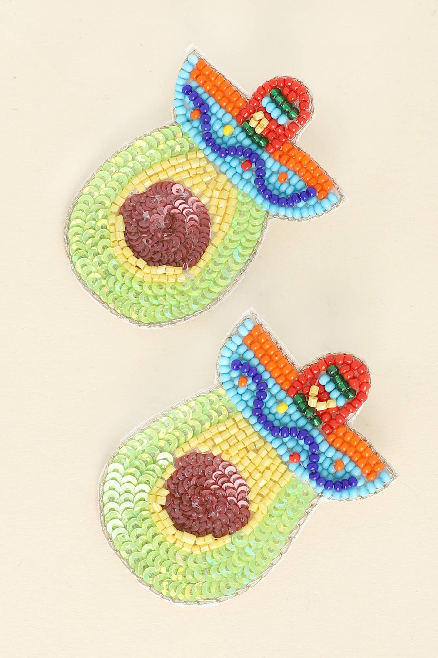 Mexican Sombreros Avocado Beaded Earrings