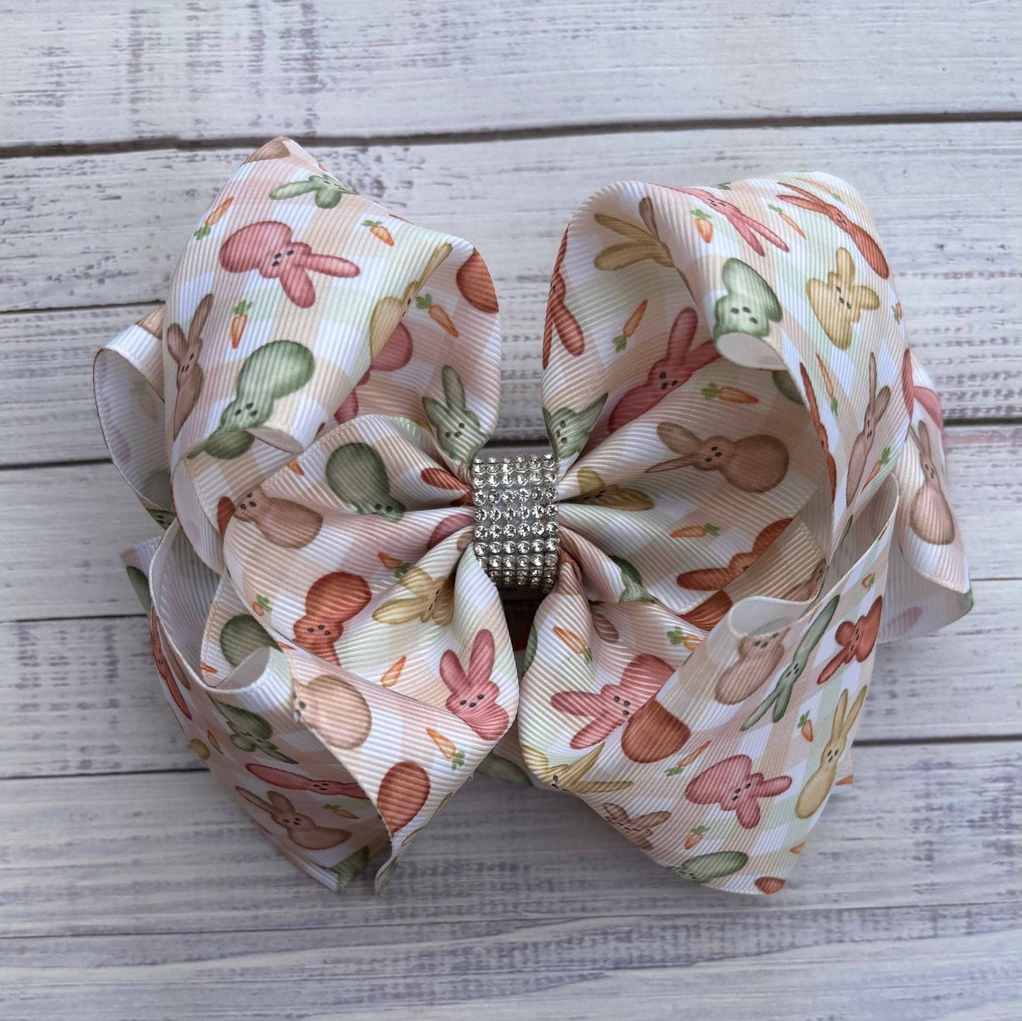 Peeps gingham printed double layer hair bows