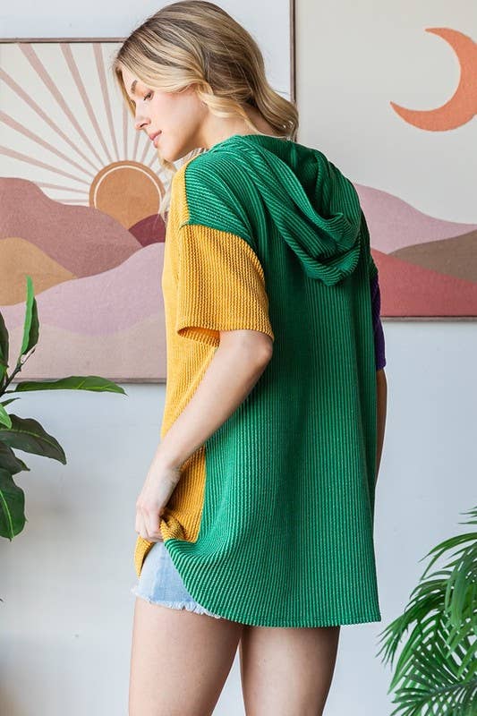 MARDI GRAS RIB COLOR BLOCK HOODIE shirt