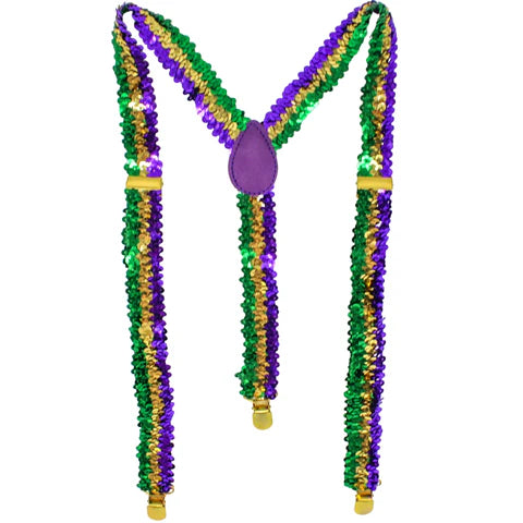 Mardi Gras Sequin Suspenders