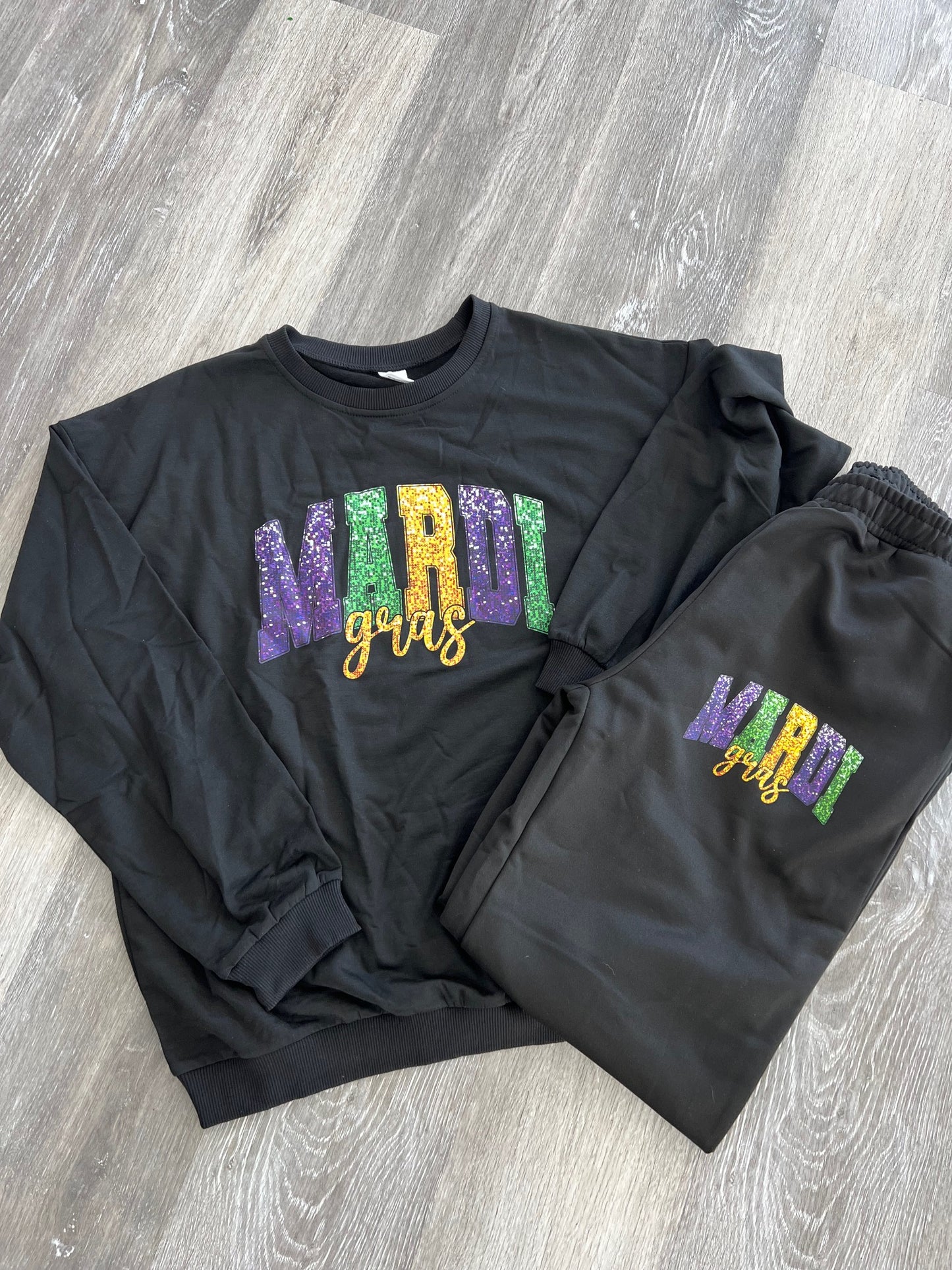 Adult Mardi Gras Sweatsuit set