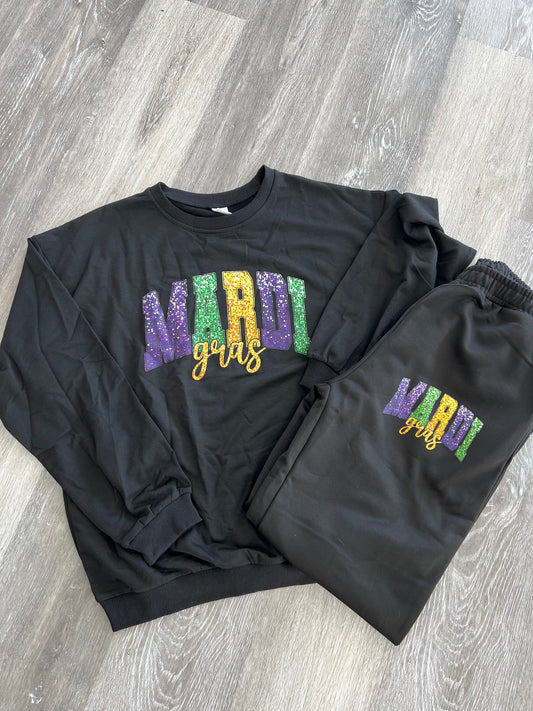 Adult Mardi Gras Sweatsuit set