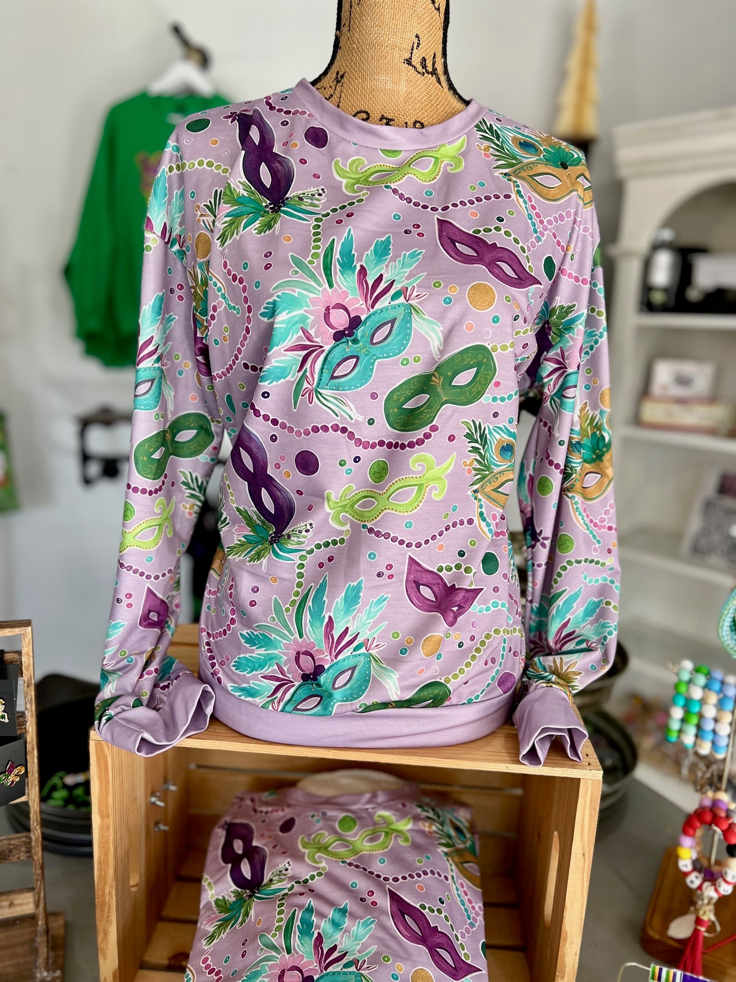 Mardi Gras Printed Sweatshirt