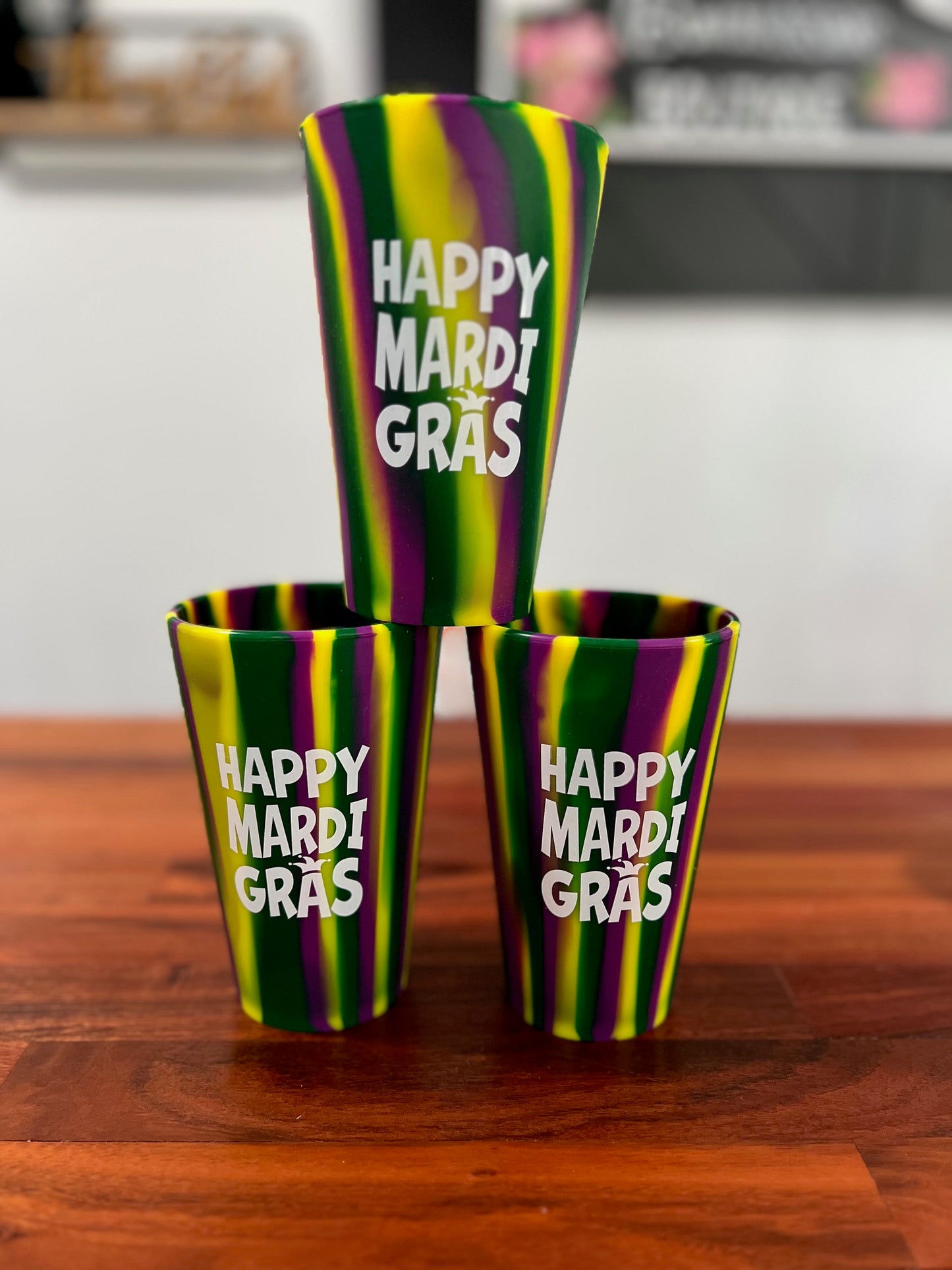 Happy Mardi Gras Silicone Cup