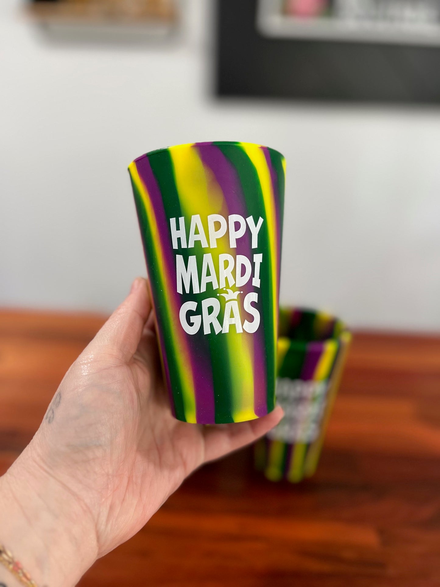 Happy Mardi Gras Silicone Cup