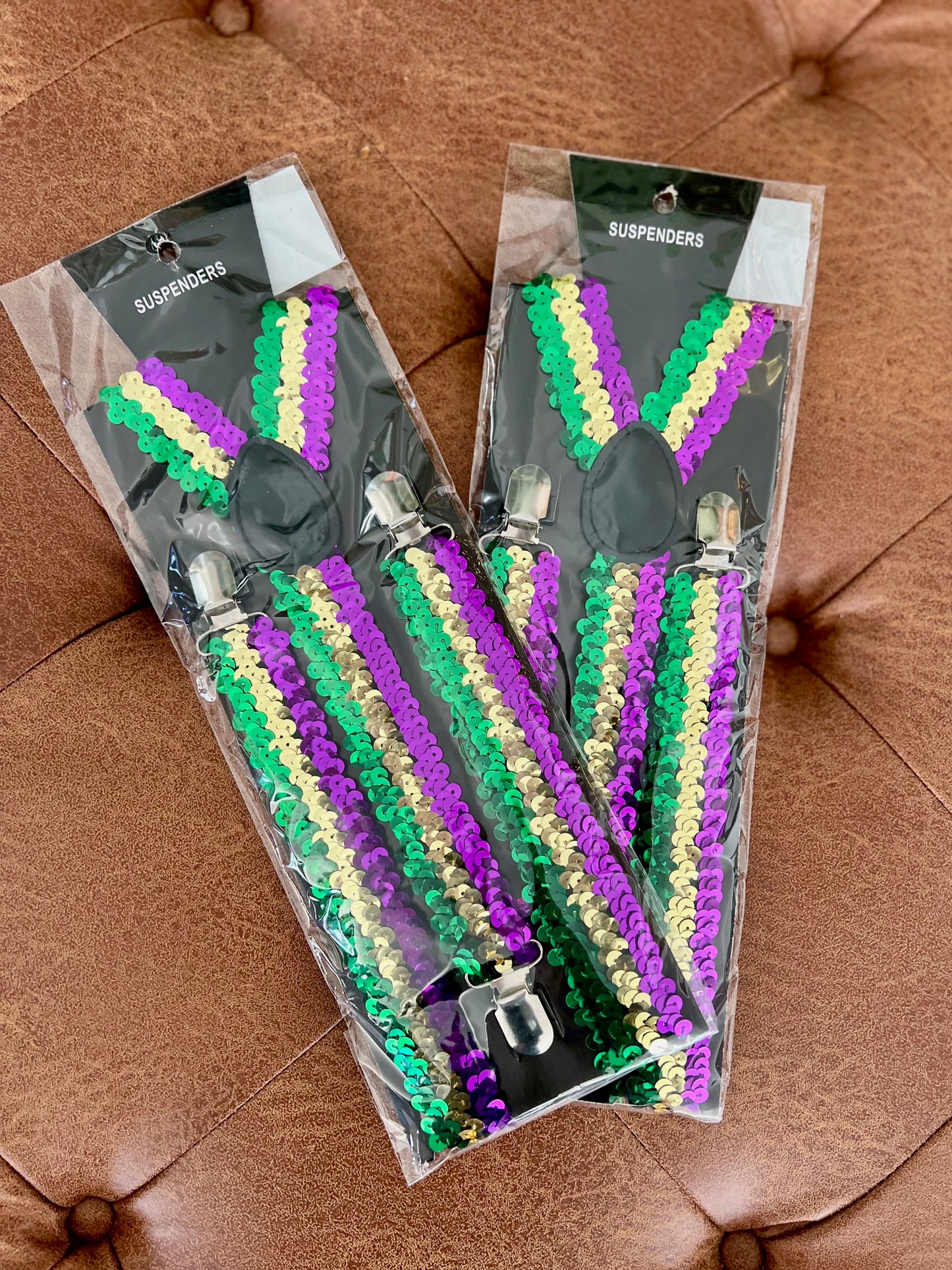 Mardi Gras Sequin Suspenders