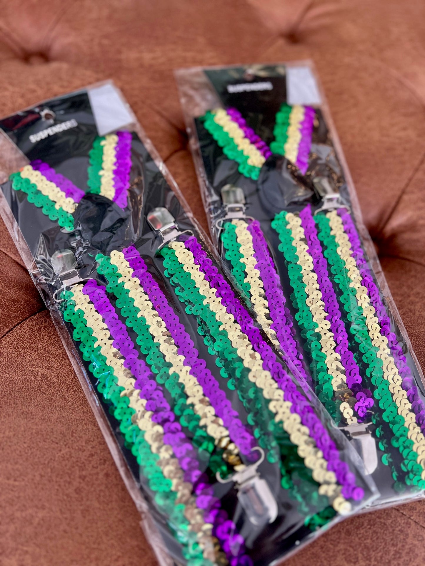 Mardi Gras Sequin Suspenders