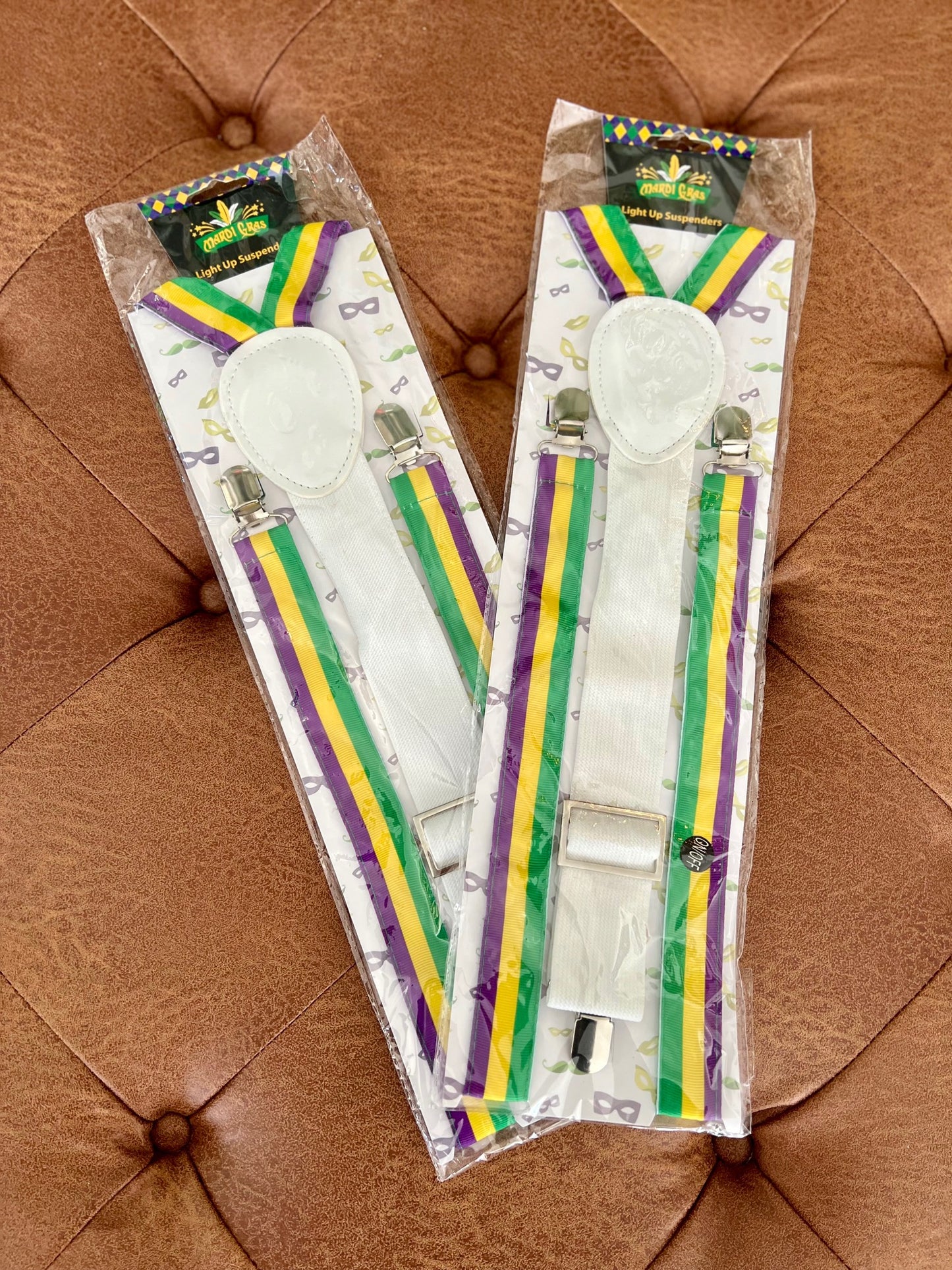 LED Mardi Gras LED Light Up Suspenders