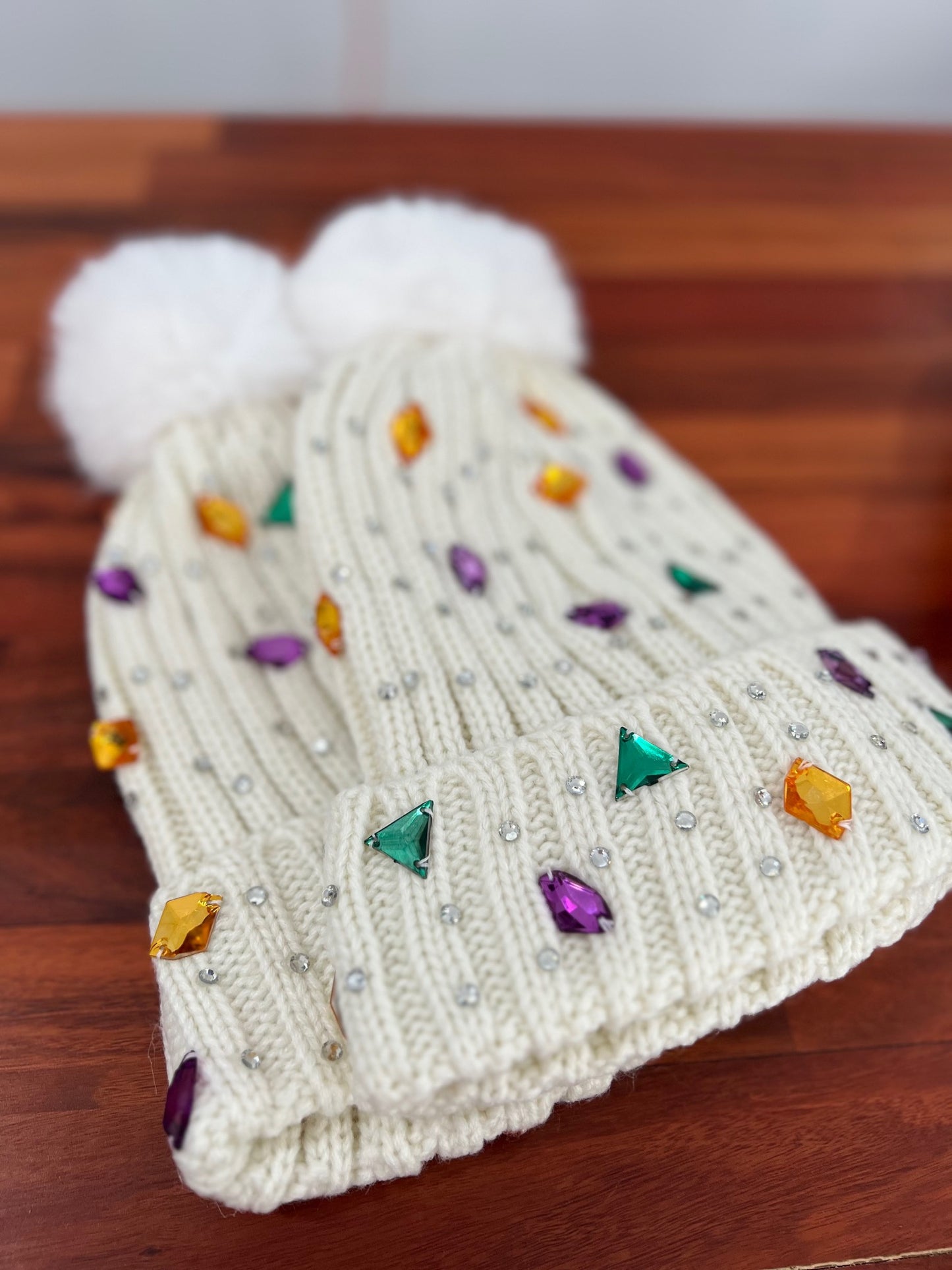 Mardi Gras Gemstone and Rhinestone beanie