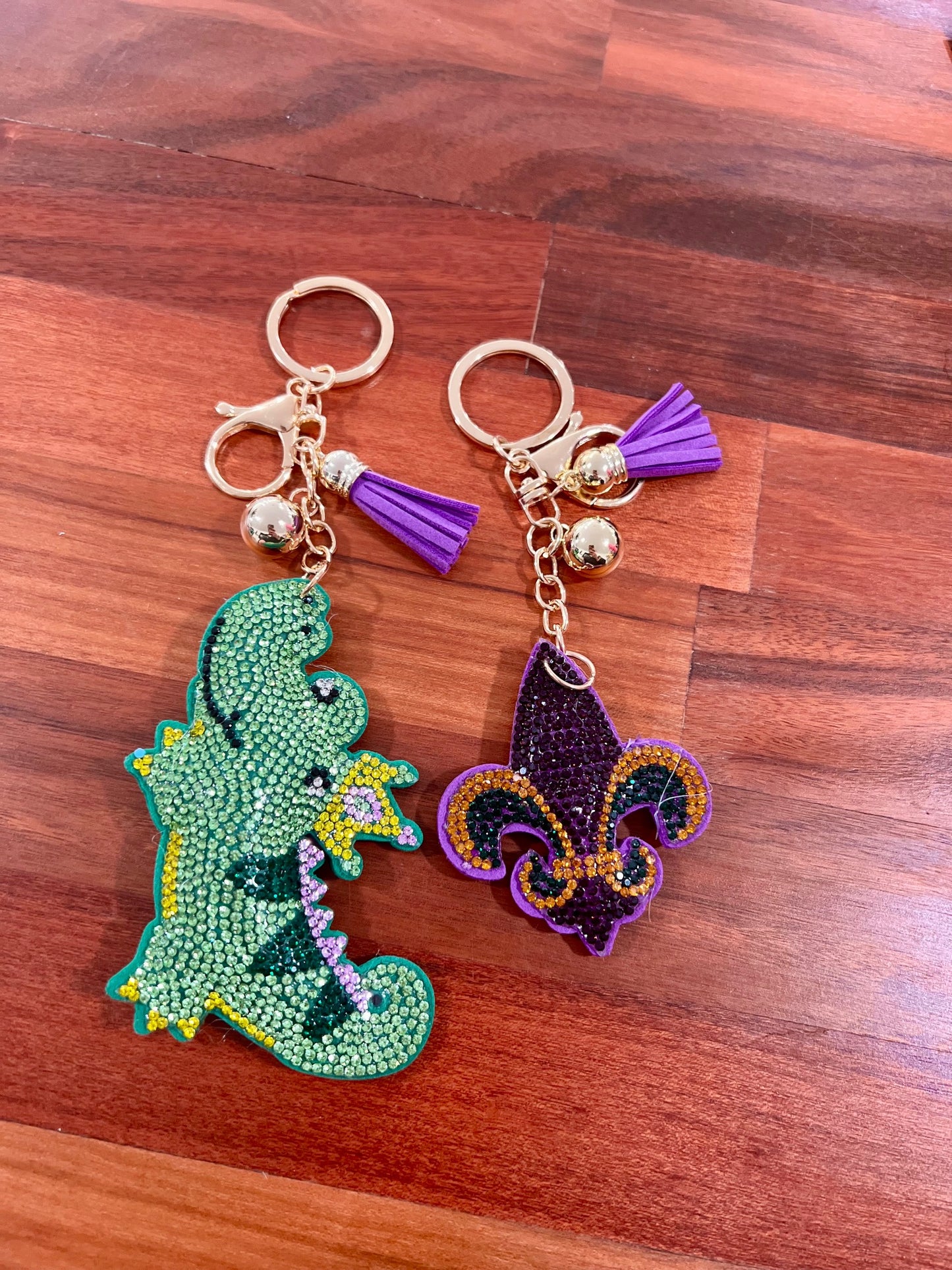 Mardi Gras Rhinestone Keychains