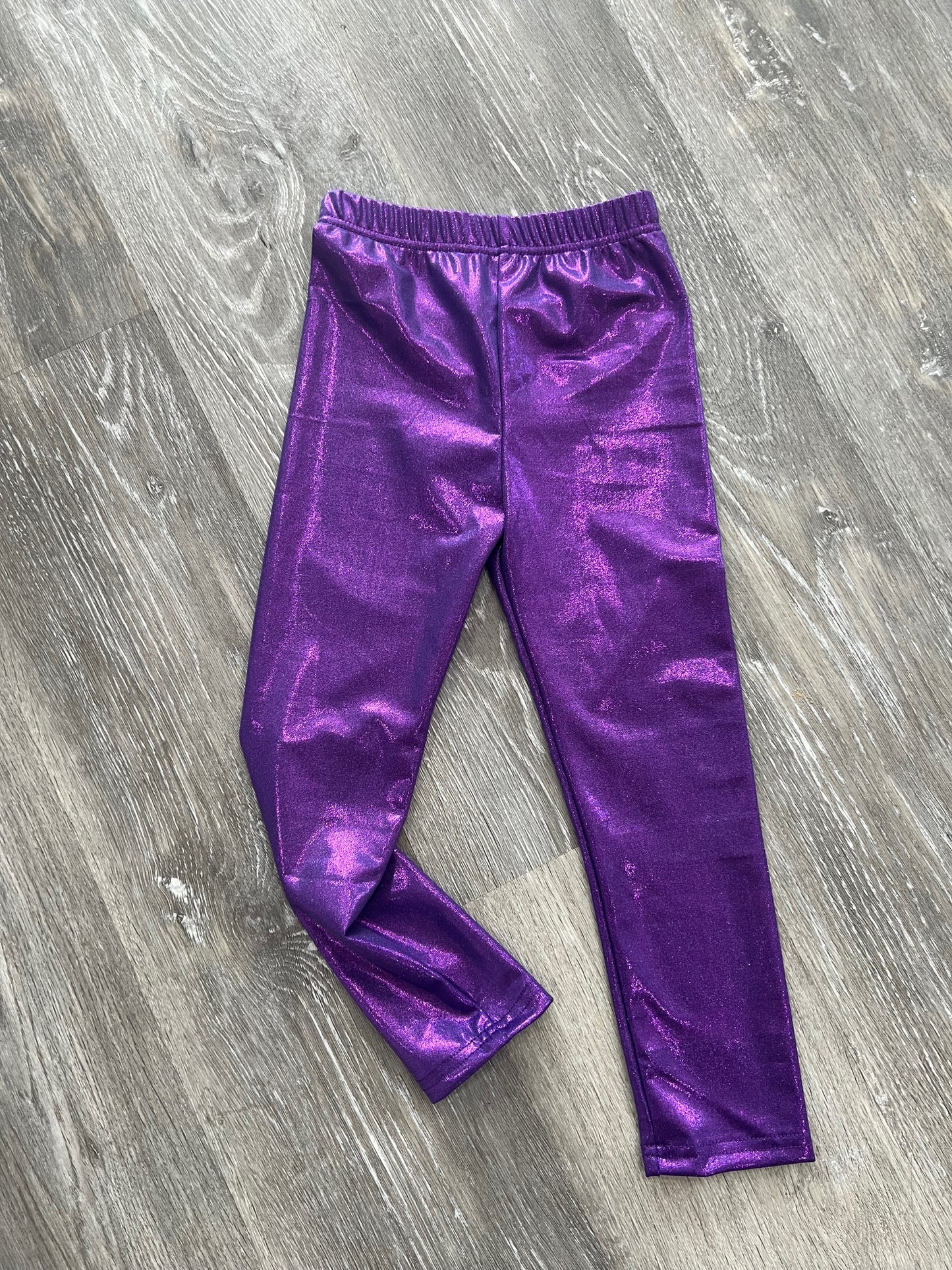 Mardi Gras youth metallic leggings