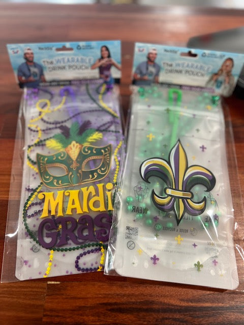 Mardi Gras Neck drinking pouches 2PK