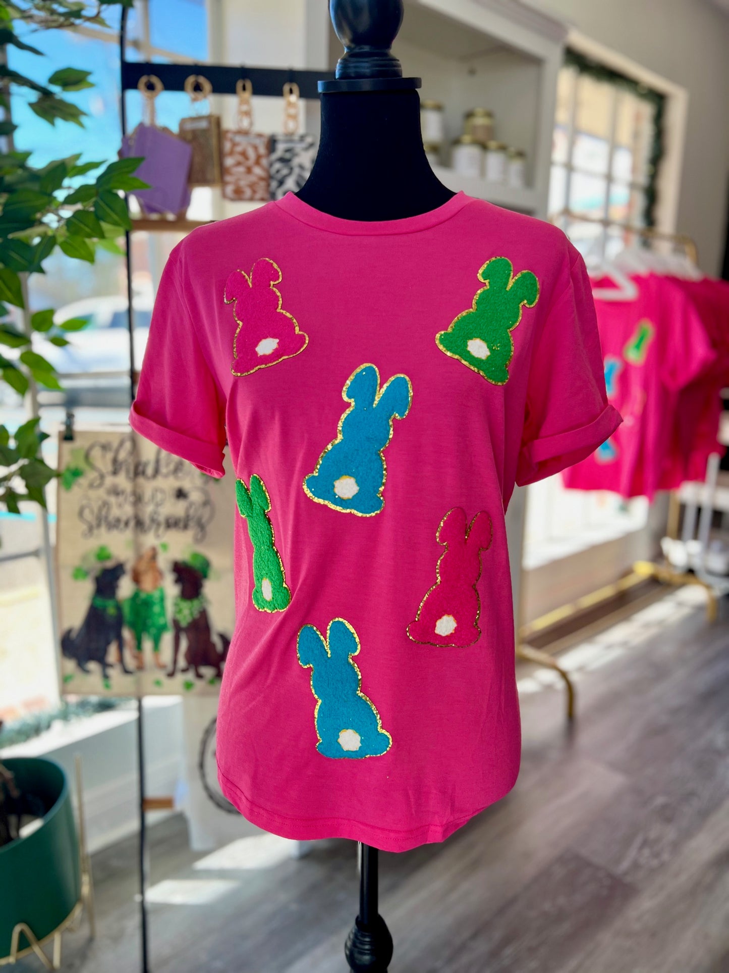 Easter Chenille bunny patch Top