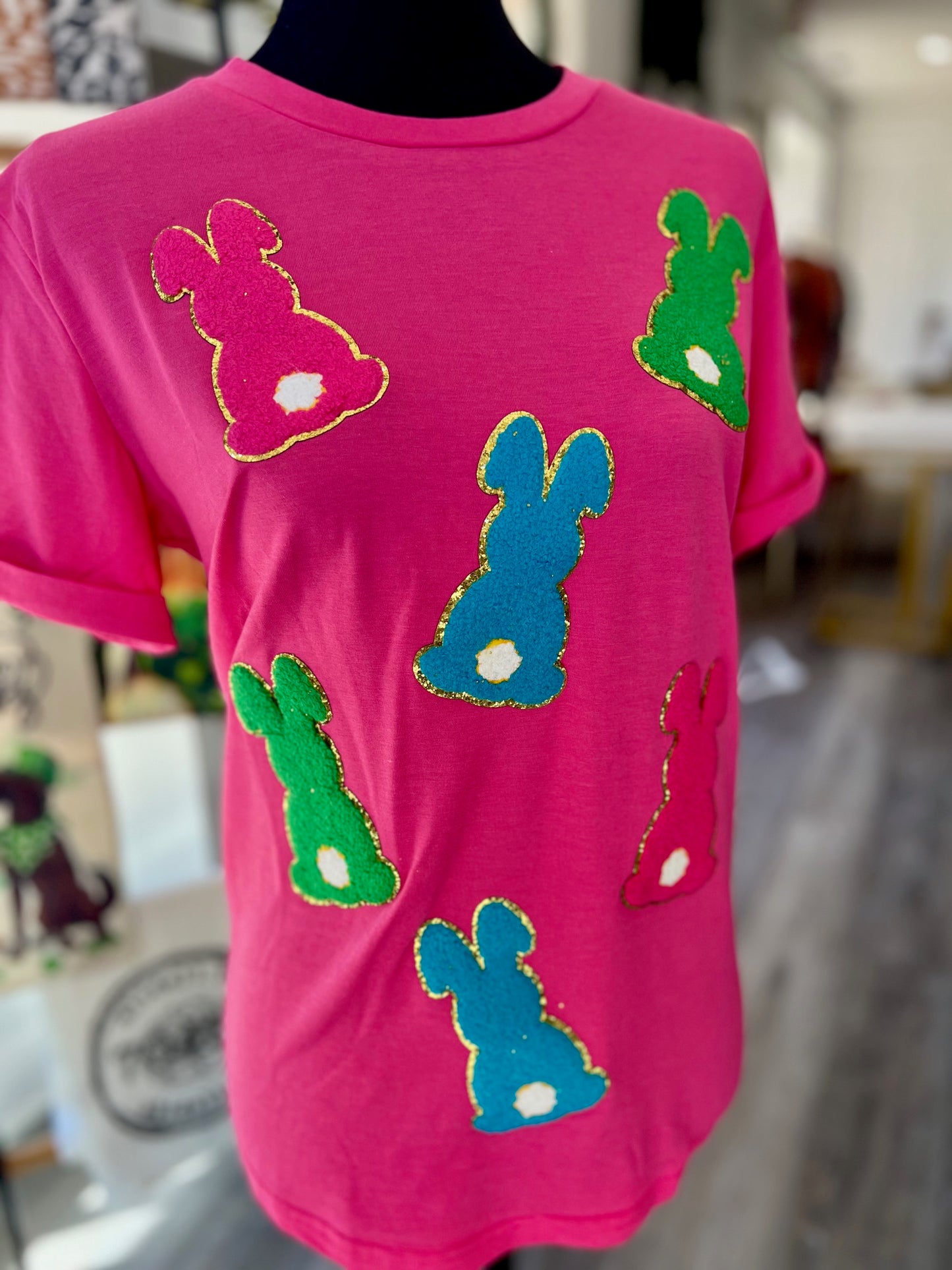 Easter Chenille bunny patch Top
