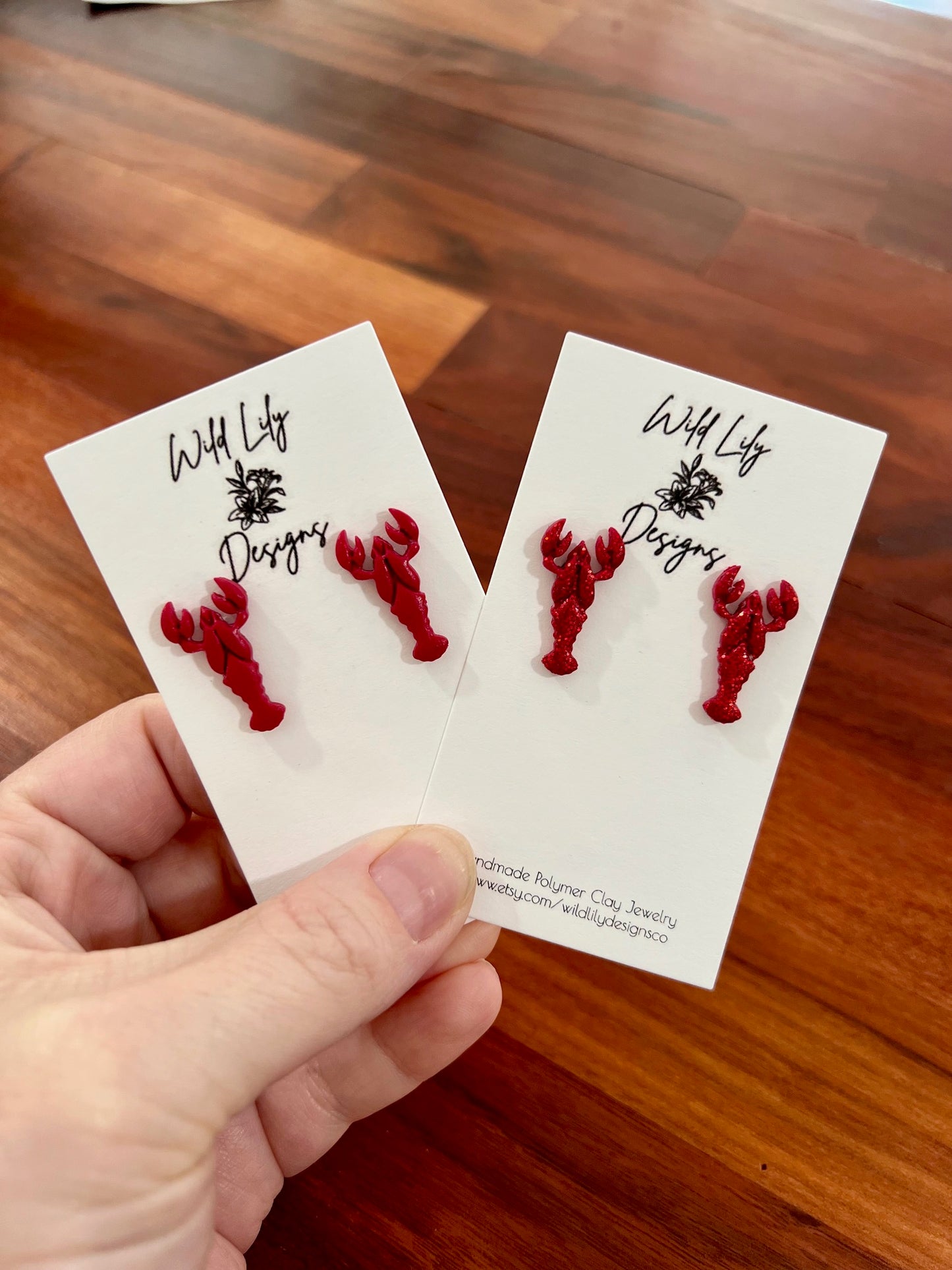 Wild Lily Polymer Clay Crawfish Earrings