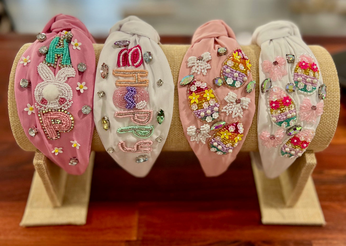 Easter seedbead knotted headbands