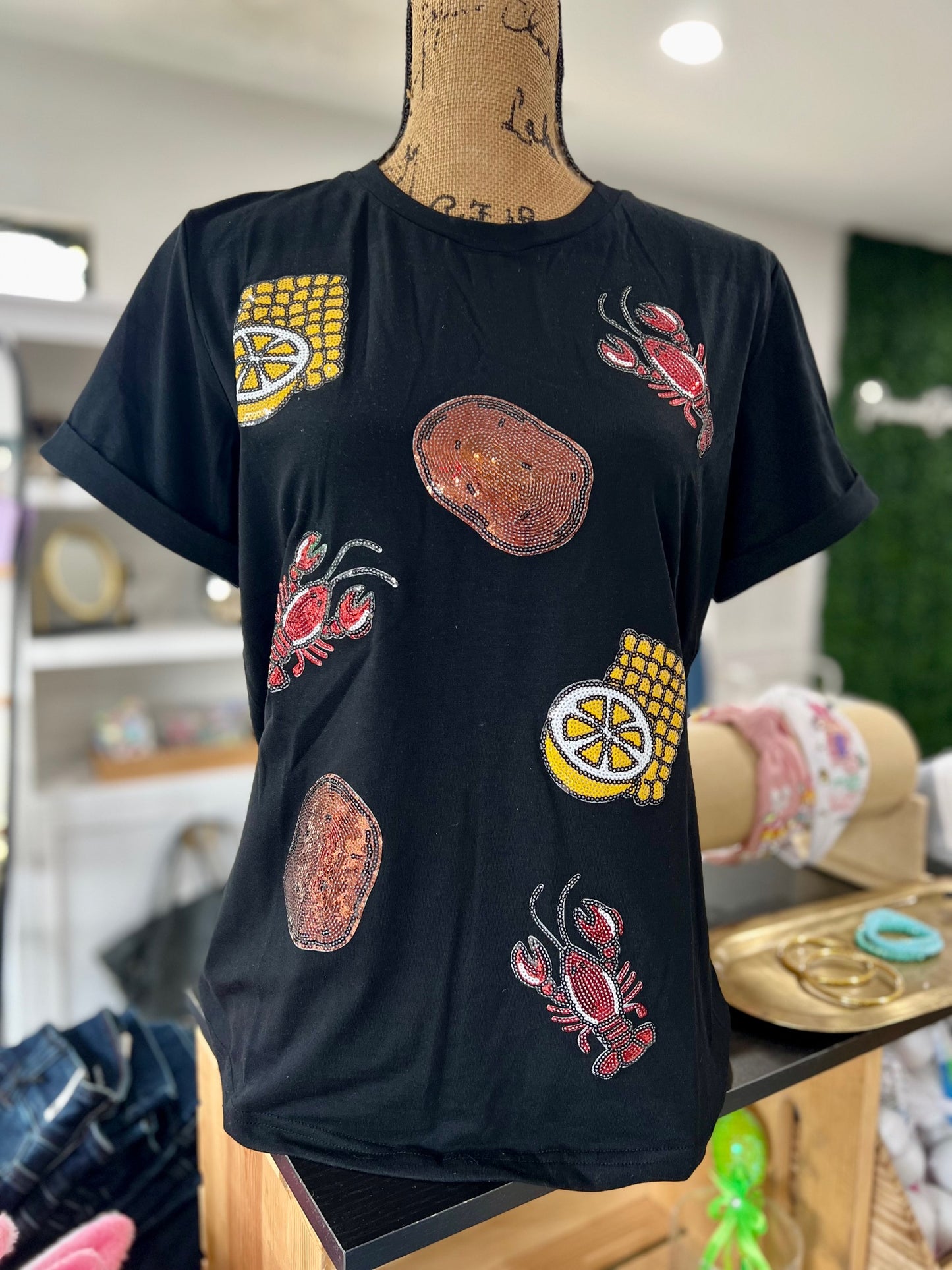 Sequin Crawfish boil T-shirt