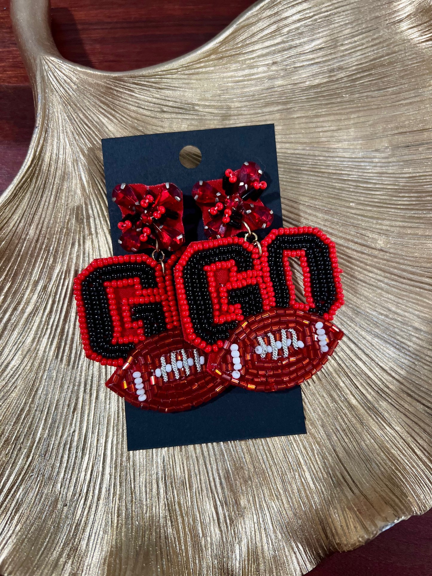 GO football dangle earrings