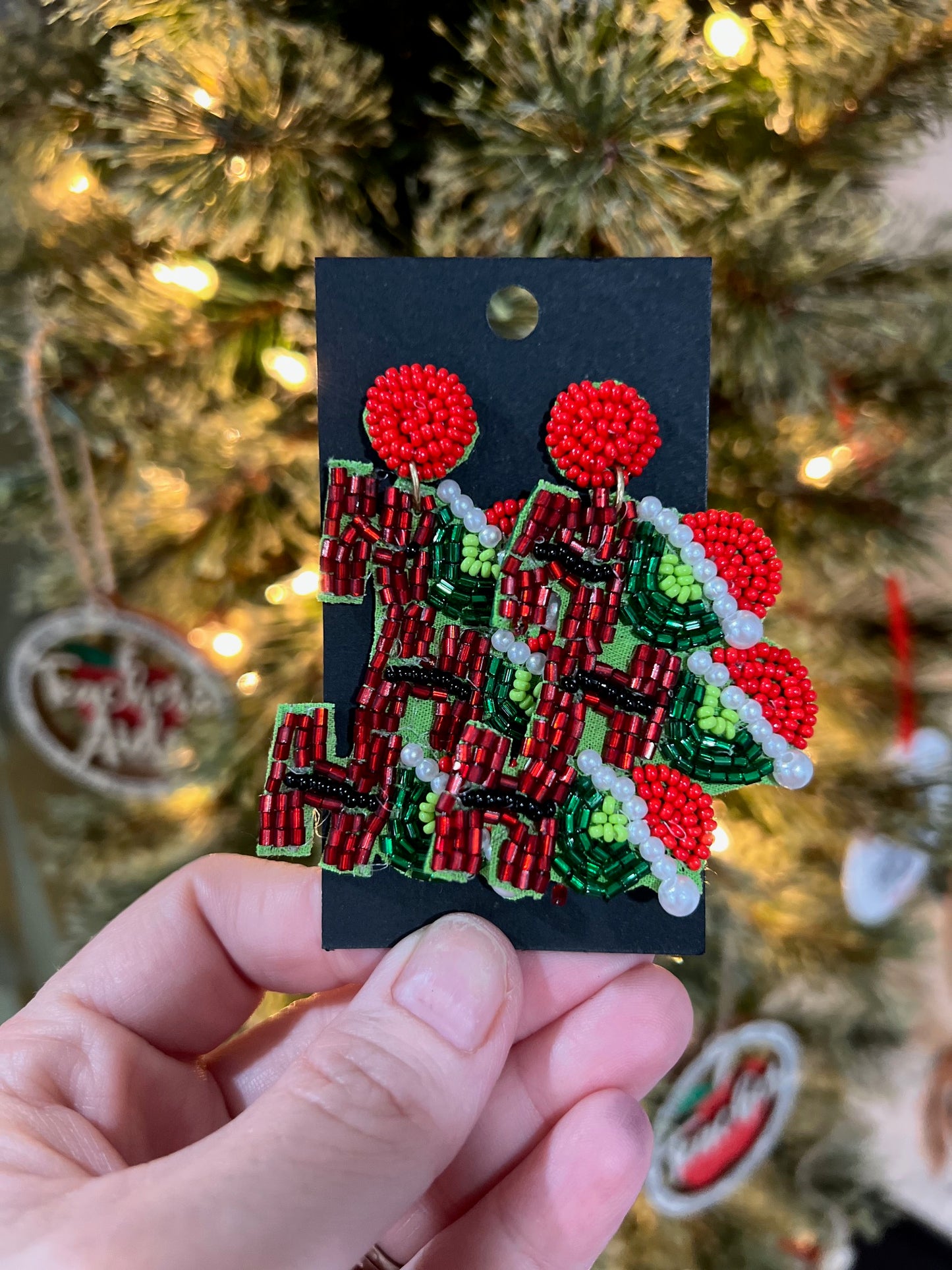 HO HO HO Seed bead earrings