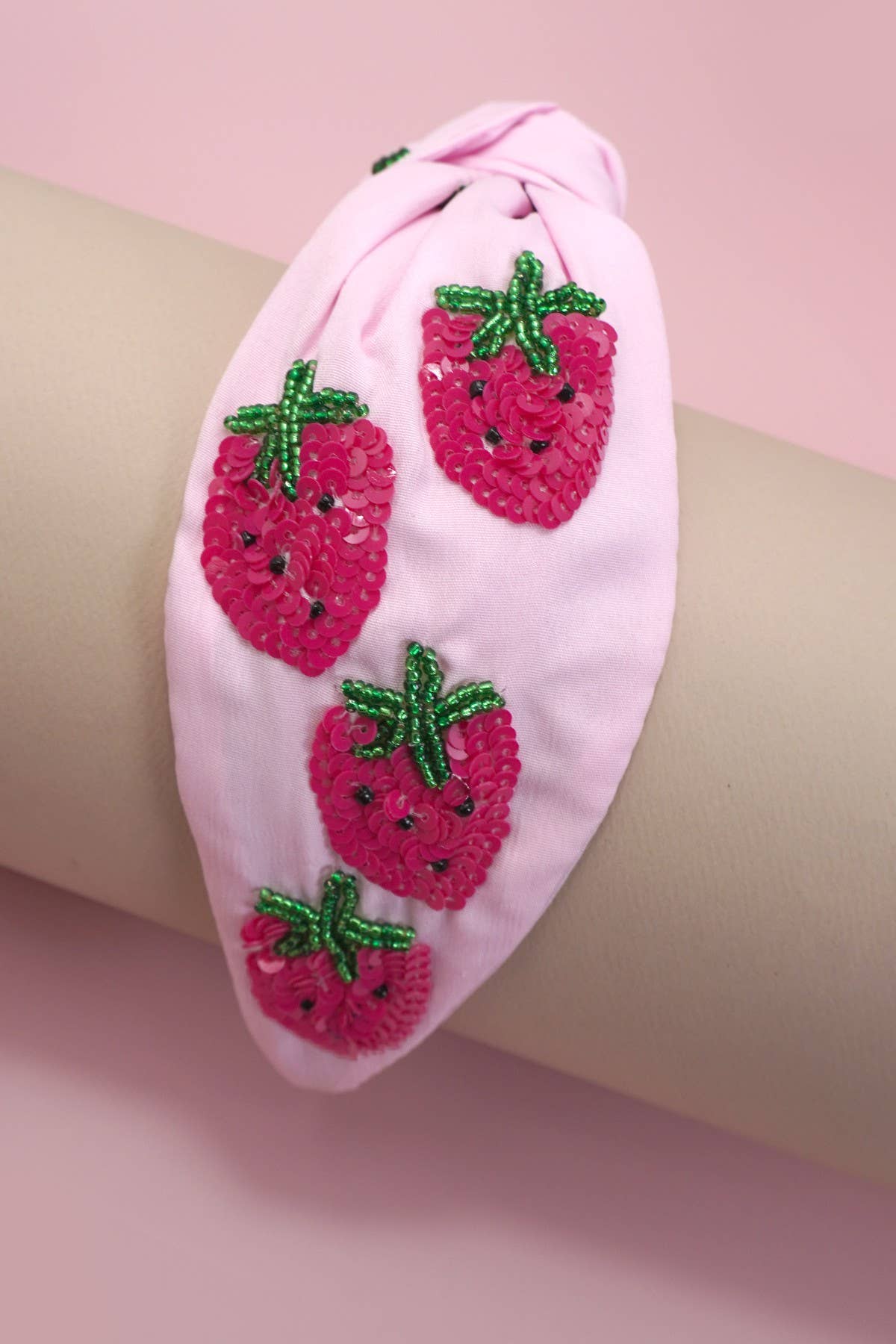 RED STRAWBERRY SEED BEAD HEADBAND