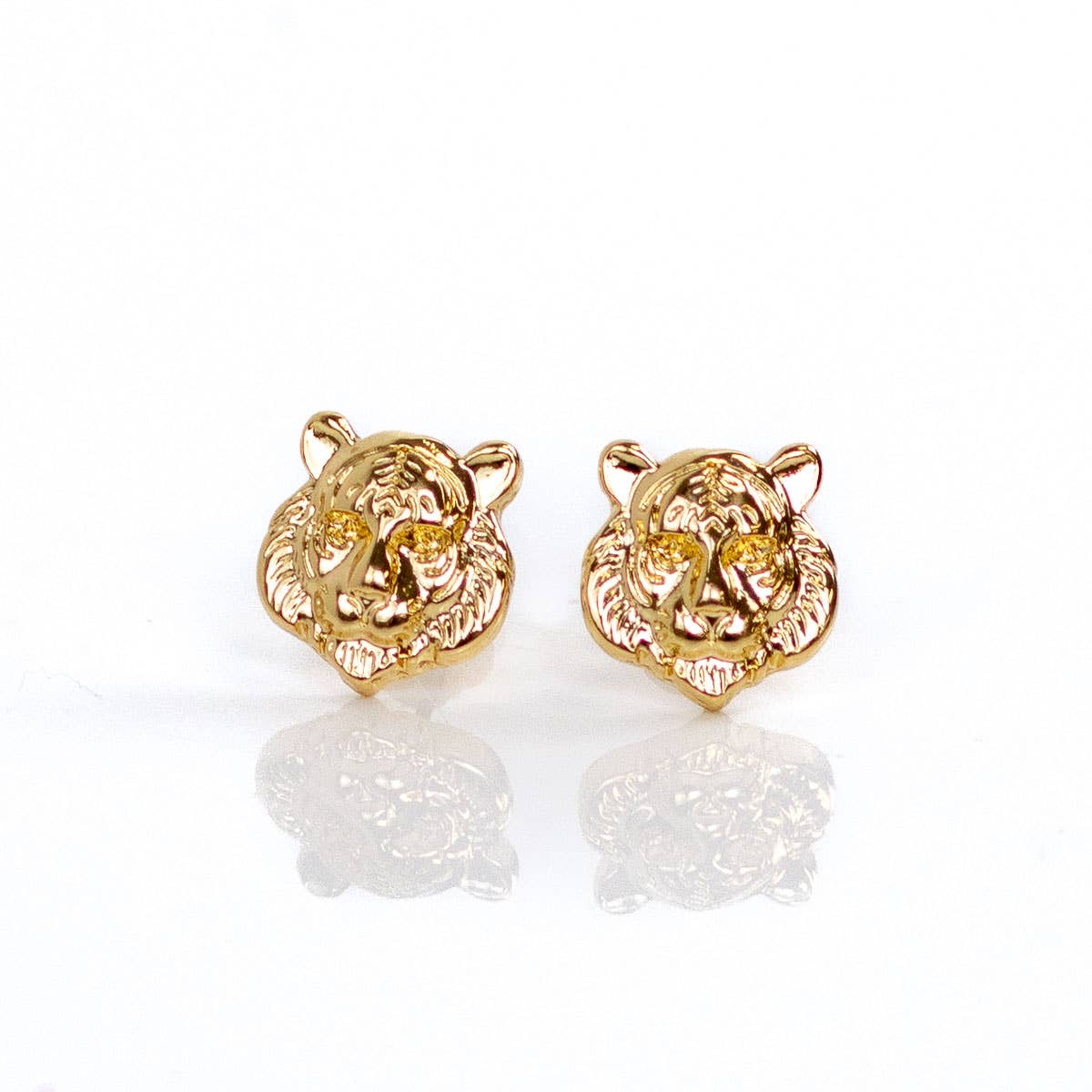 Tiger Stud Earrings Gold