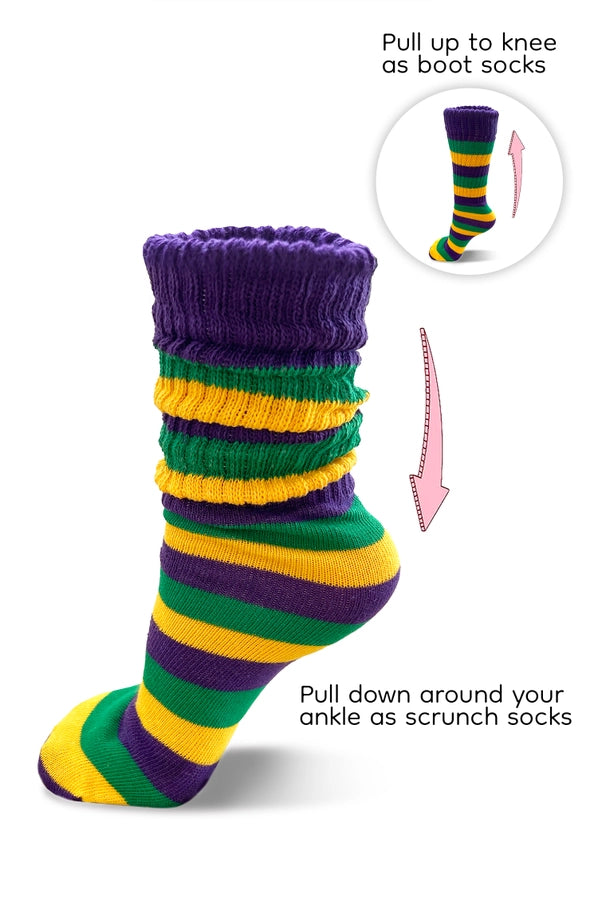 Mardi Gras Scrunchie Socks