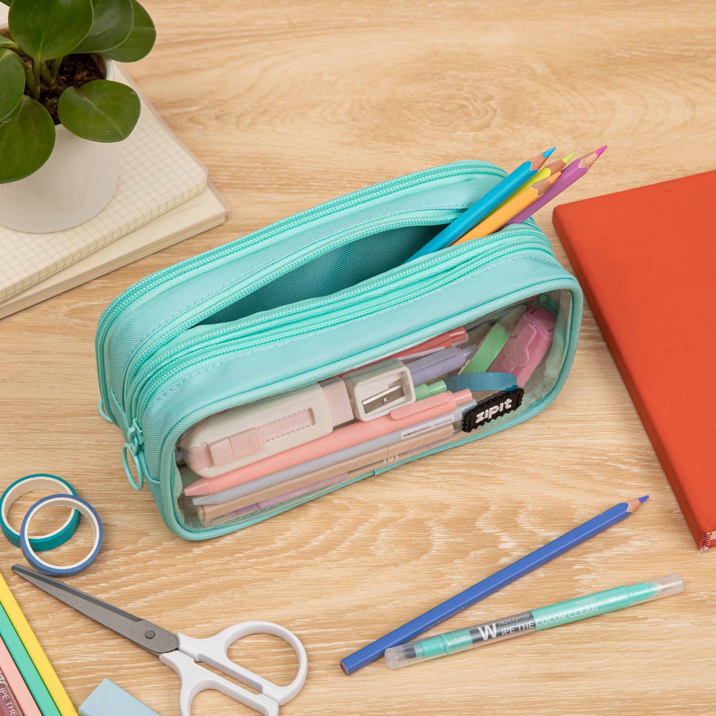 ZIPIT Half & Half Pencil Case, Aesthetic Pouch | Back to School