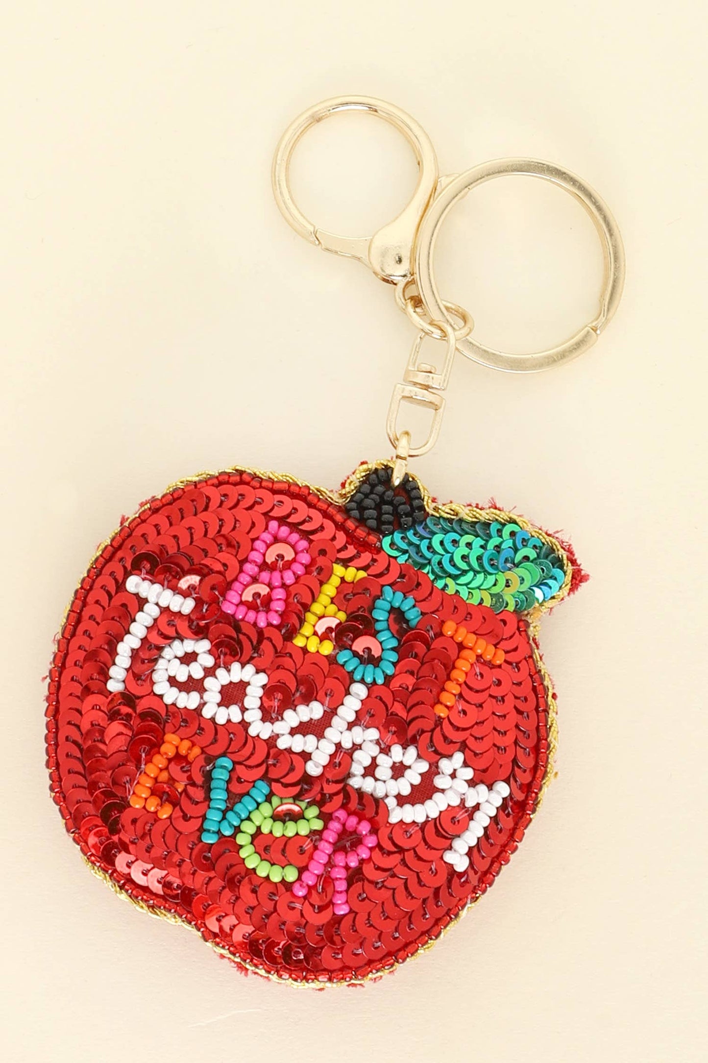 Best Teacher Every Bead Embroidered Apple Keychain