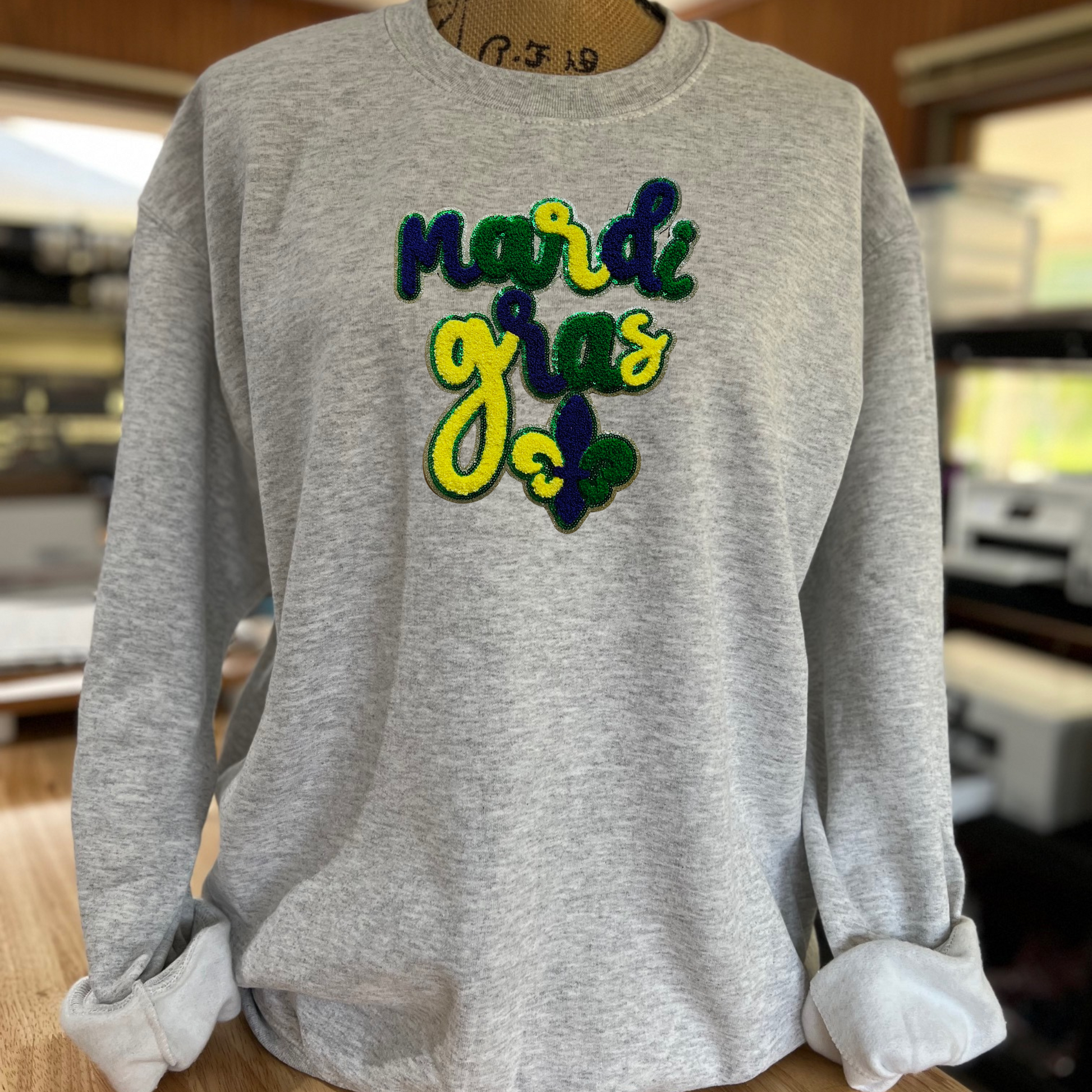 Mardi Gras Chenille Patch Sweatshirt