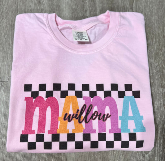 Mama personalized t-shirt | comfort colors | checkered