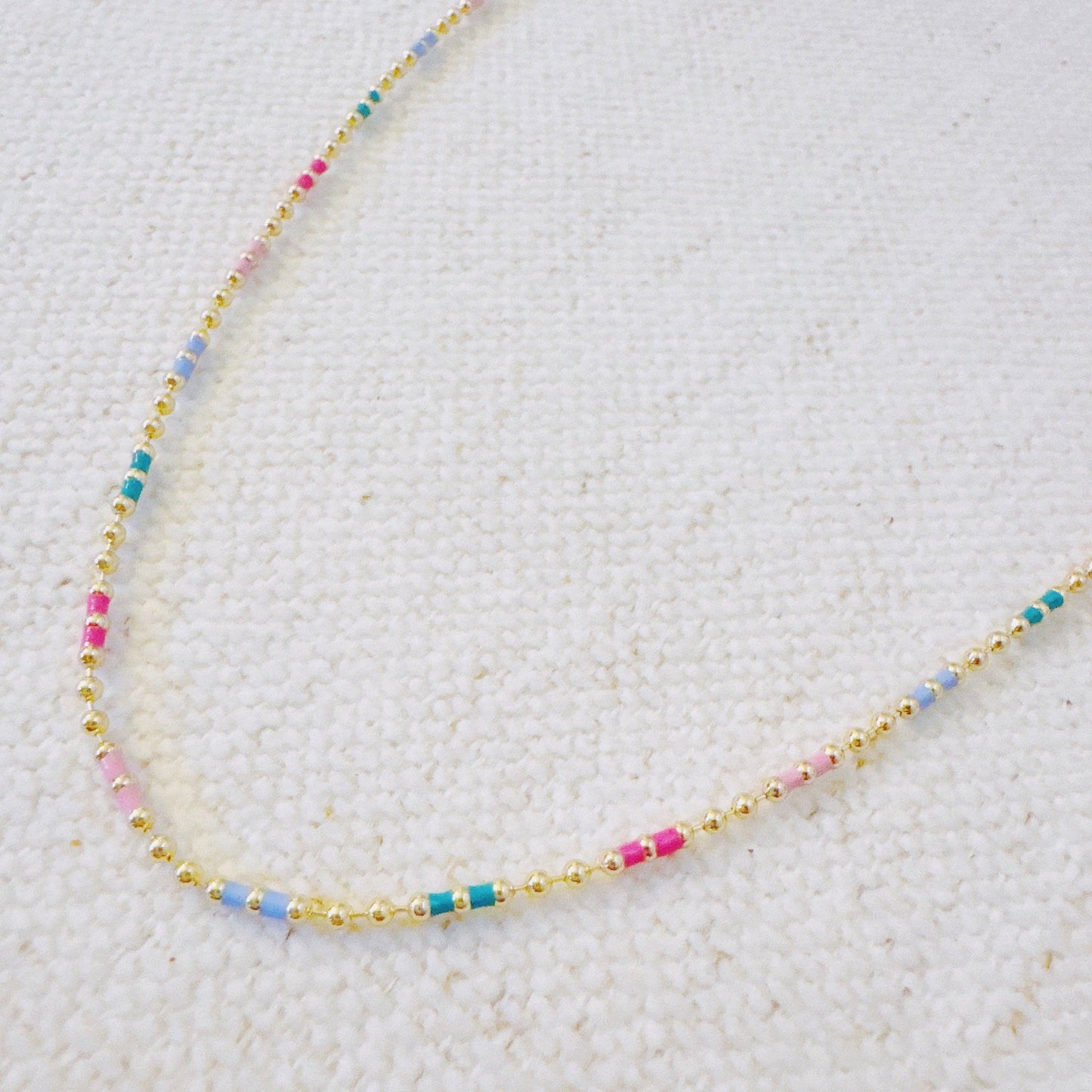 Color Pop Ball Chain Necklace – Dainty Beaded Chain with a Playful Rainbow Touch