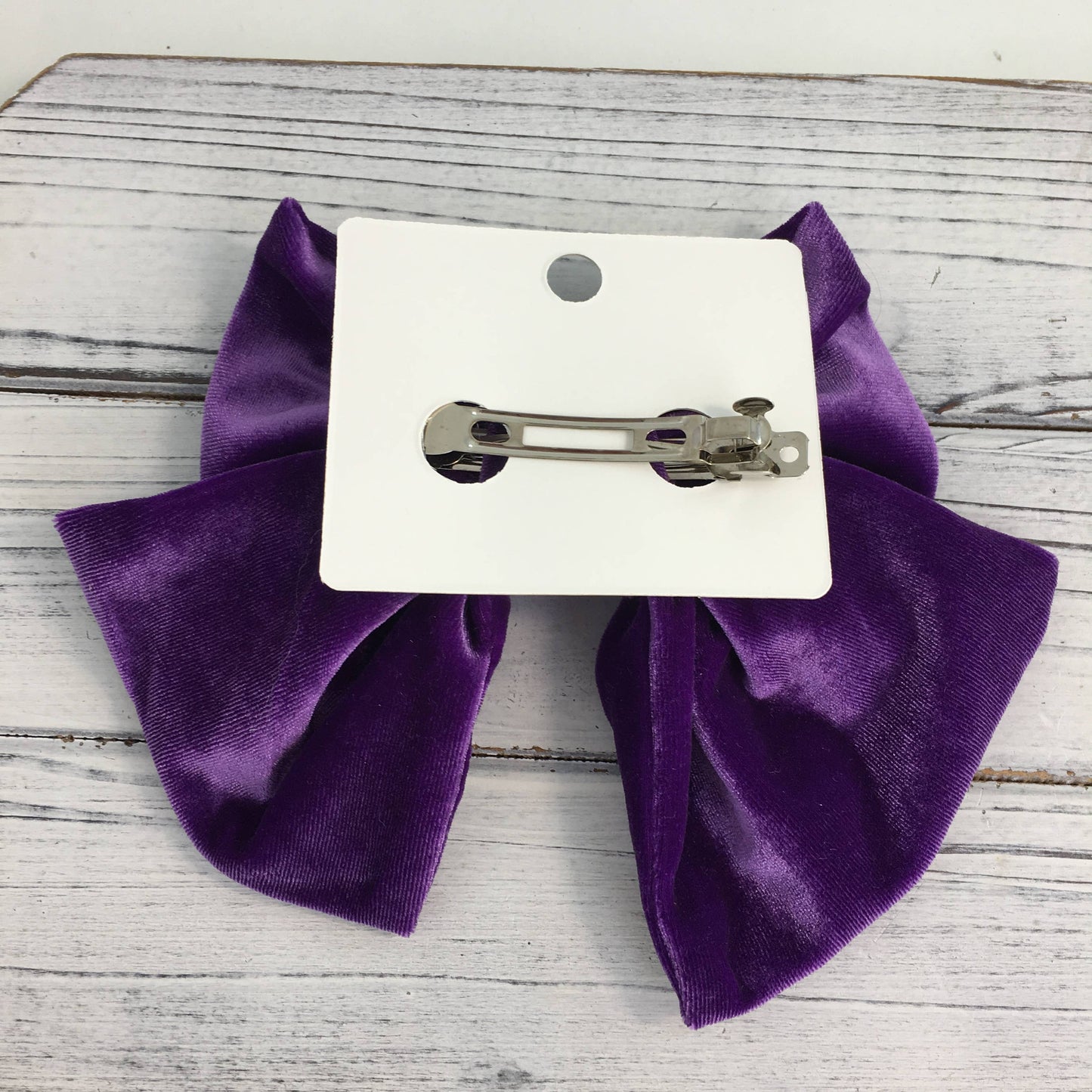 Velvet Mardi Gras Pearl hair bow