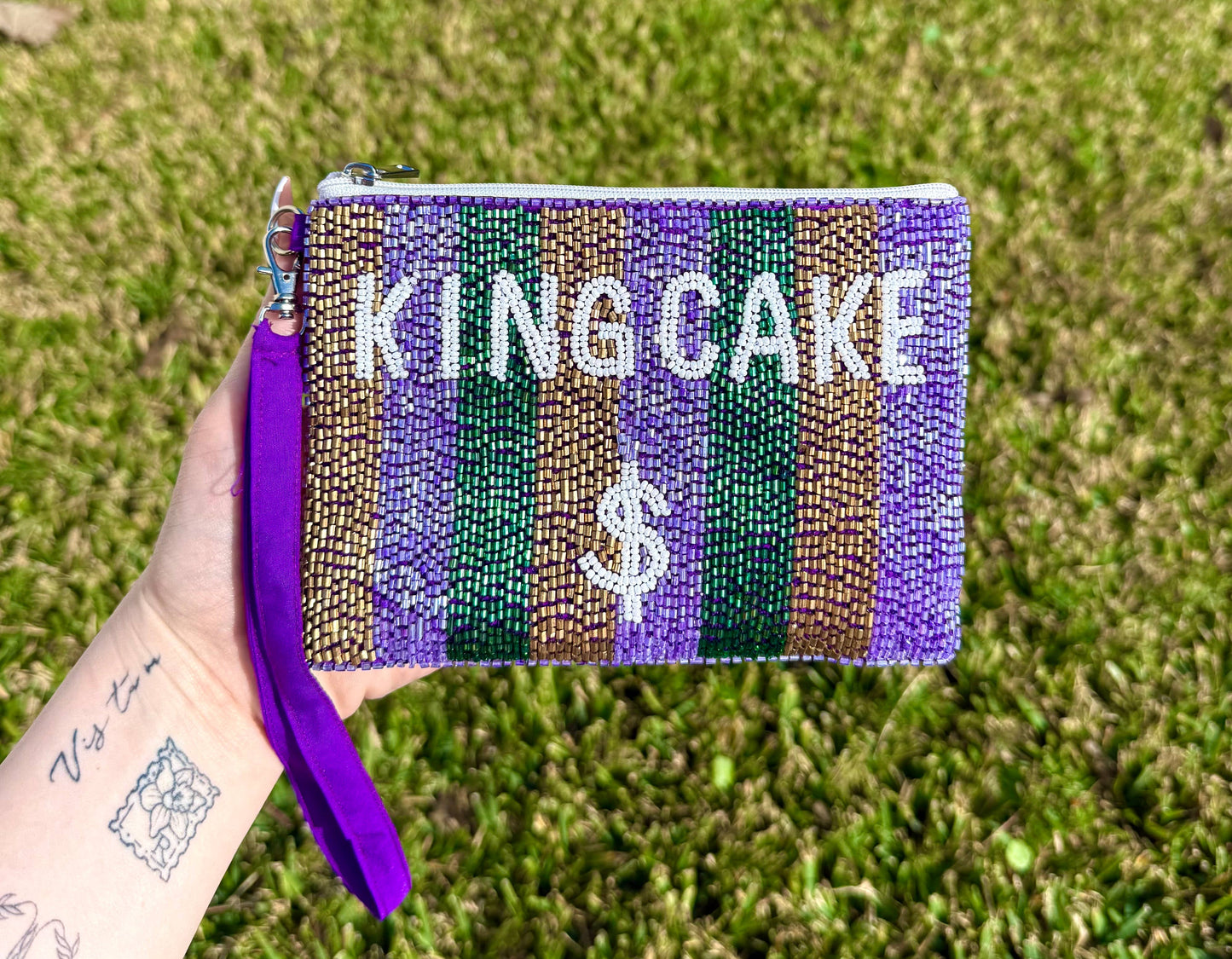 King Cake Money Mardi Gras Custom Wristlet