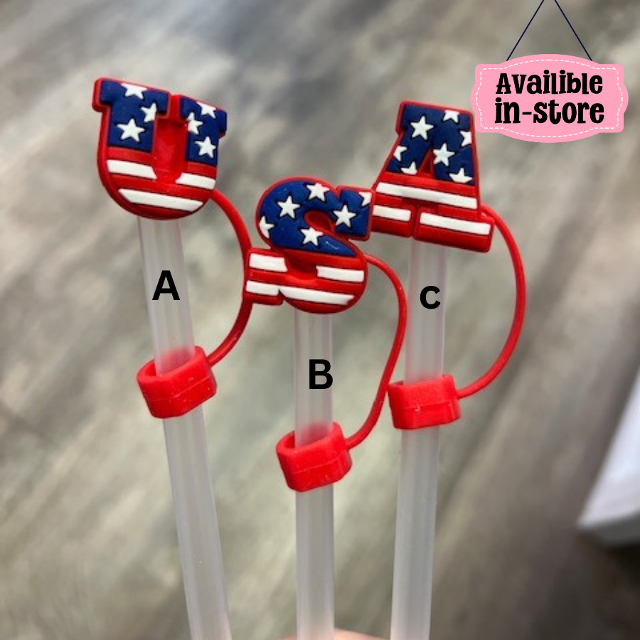 Patriotic Straw Toppers