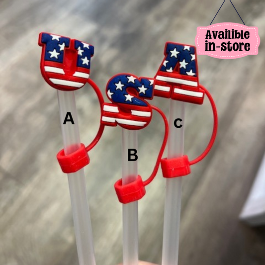 Patriotic Straw Toppers