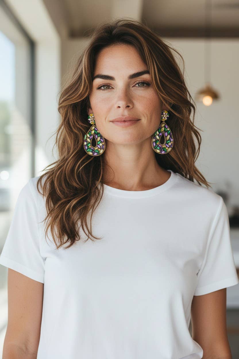 Rhinestone Stud & Teardrop Earrings - E19-4619