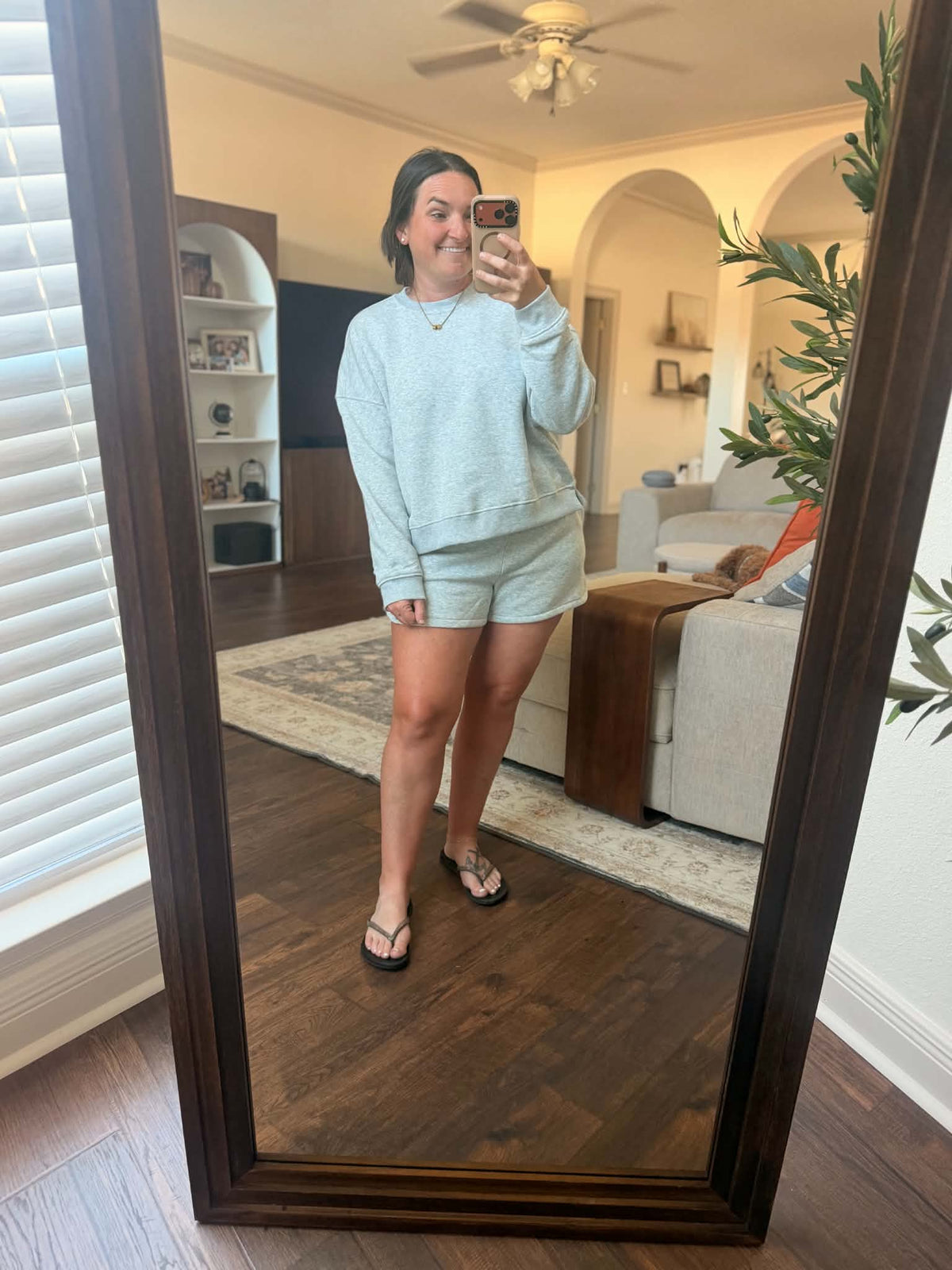 zenana sweatshirt and short set
