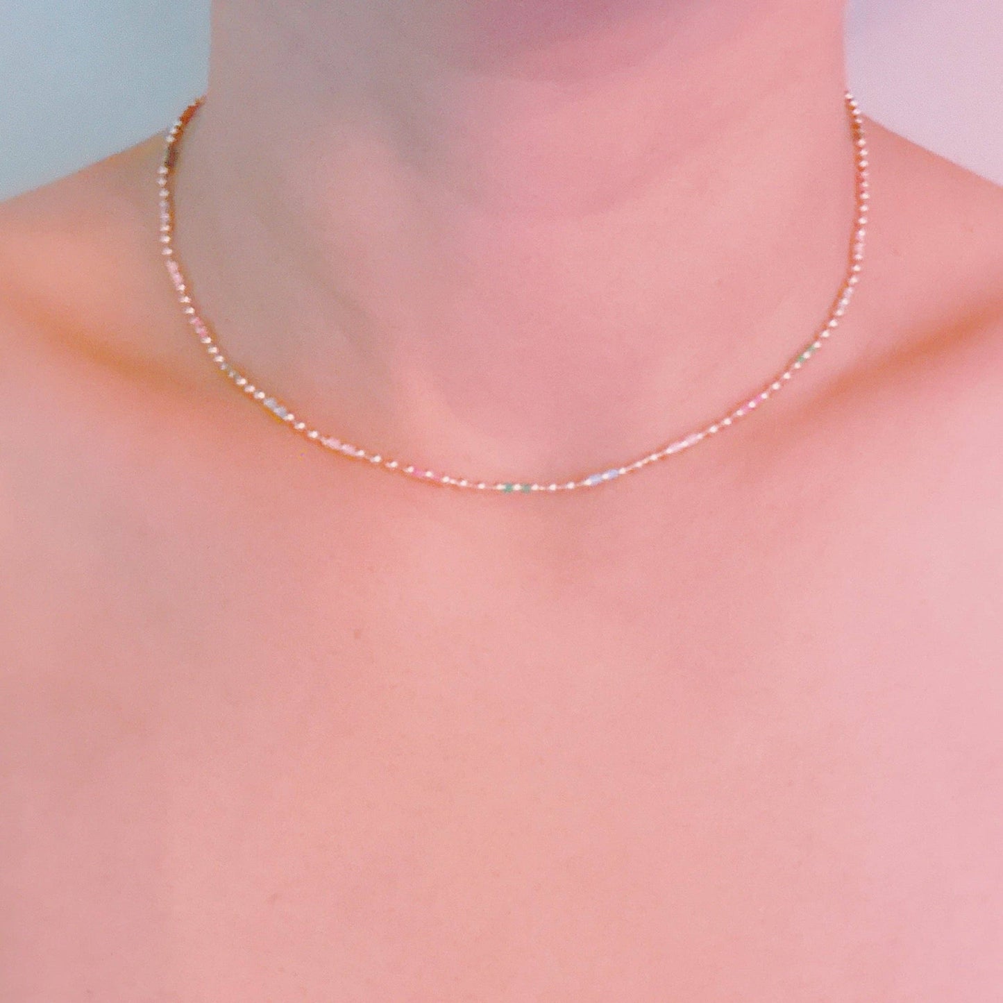 Color Pop Ball Chain Necklace – Dainty Beaded Chain with a Playful Rainbow Touch