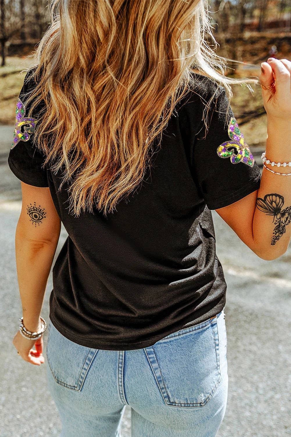 Mardi Gras Sequin Fleur de Lis Graphic Tee