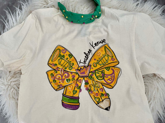 Teacher Krewe Doodle- Mardi gras bow