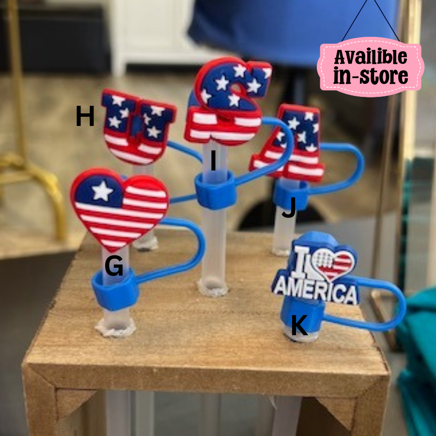 Patriotic Straw Toppers