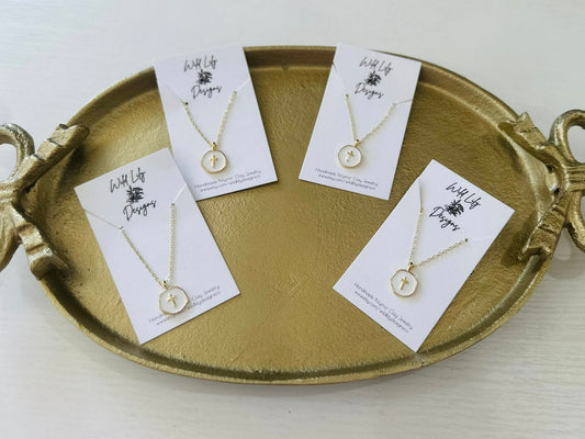 Wild Lily Cross Pendent Necklace