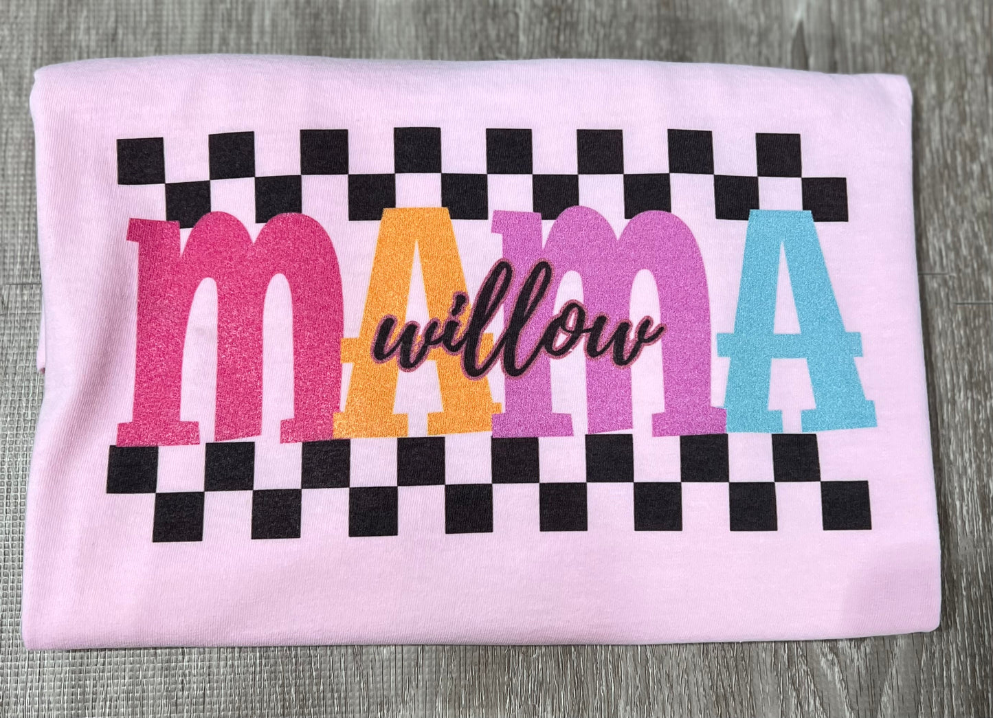 Mama personalized t-shirt | comfort colors | checkered