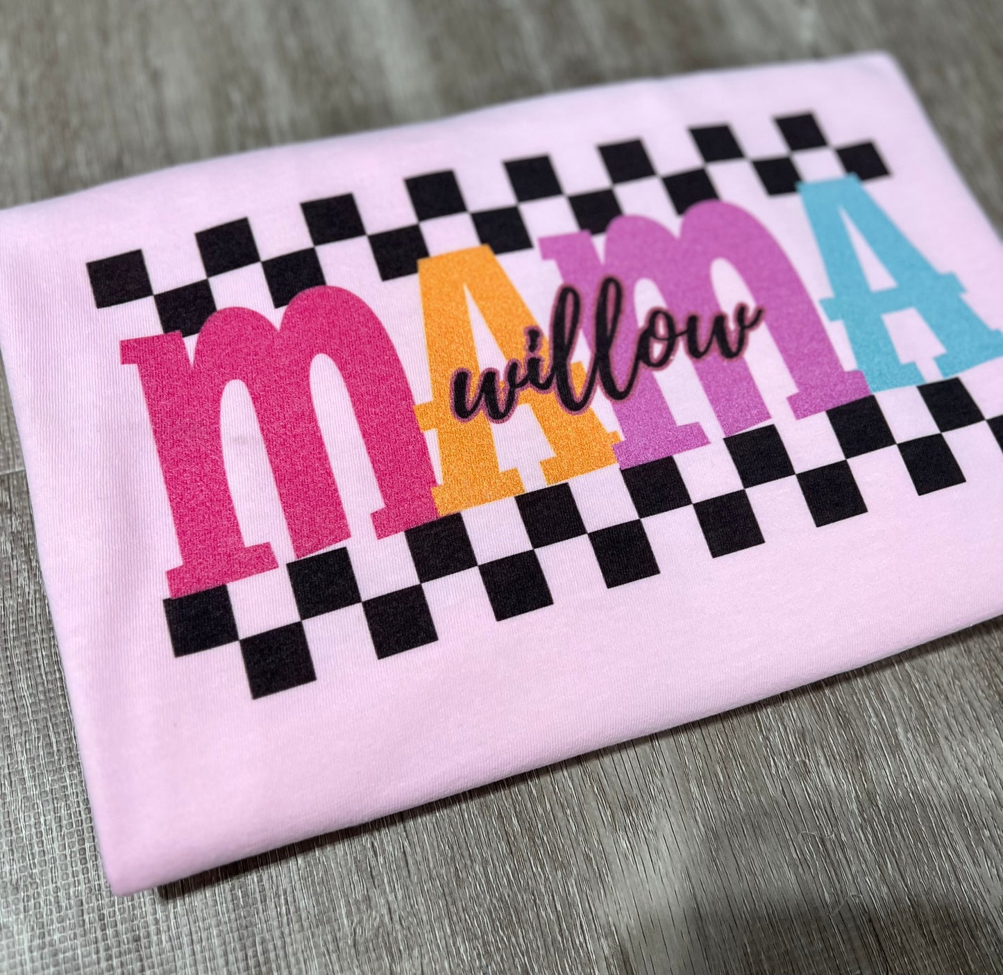 Mama personalized t-shirt | comfort colors | checkered