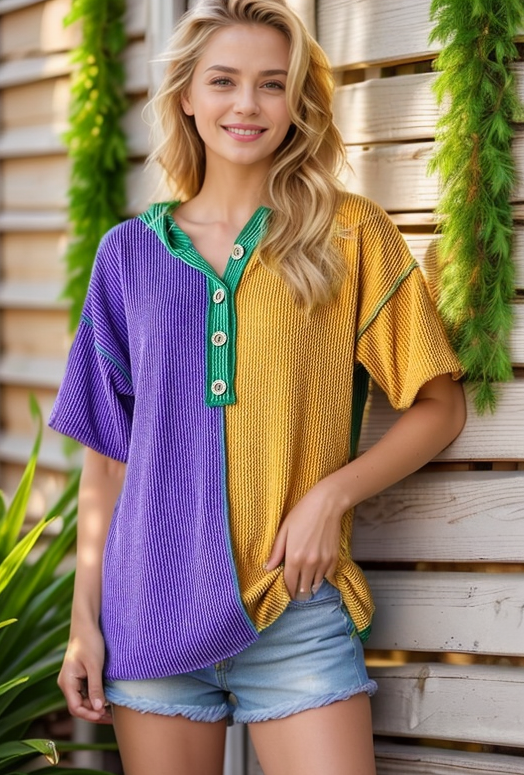 MARDI GRAS RIB COLOR BLOCK HOODIE shirt